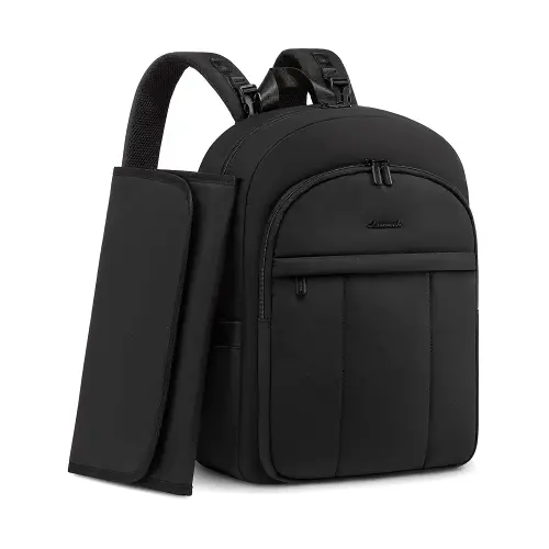 LOVEVOOK Diaper Bag Backpack for Moms, Lightweight Puffy Baby Bag with Changing Pad & Stroller Straps, Large Capacity Waterproof Travel Diaper Backpacks, Black
