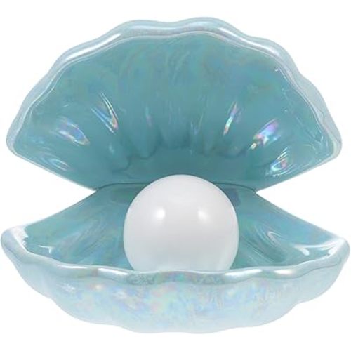 IMIKEYA Mushroom Shell Pearl Light: LED Night Light Novelty Bedside Lamp for Kids Room, Bedroom, Living Room Home Decor Gifts (Blue Oyster Shells)