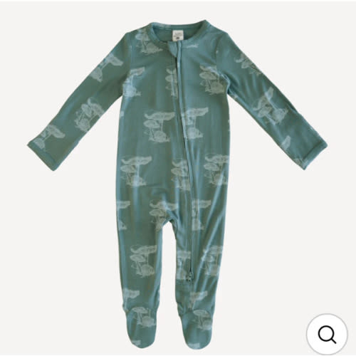 long sleeve two way zipper footie | mushroom snail | lenzing modal