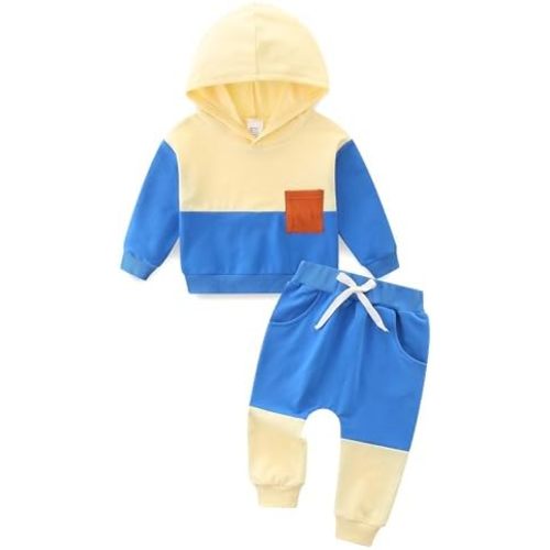 Baby Boy Outfits Short Long Sleeve Pants Clothes Set Spring Summer Hooded Patchwork Sweatshirt