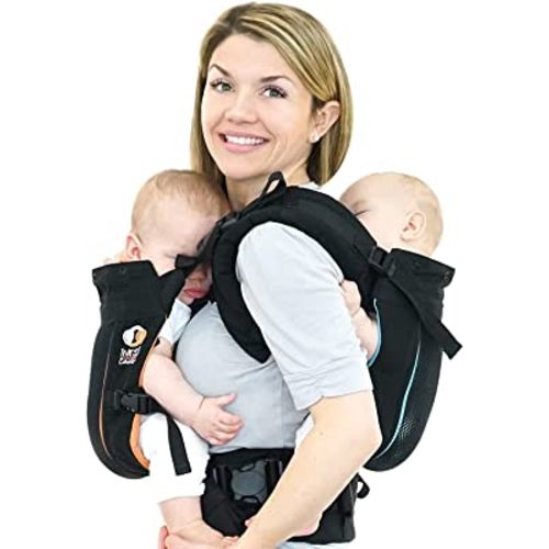 TwinGo Carrier - Air Model - Classic Black - Great for All Seasons - Breathable Mesh - Fully Adjustable Tandem or 2 Single Baby Carrier for Men, Woman XS-XXL - Twins and Babies 10-45 lbs