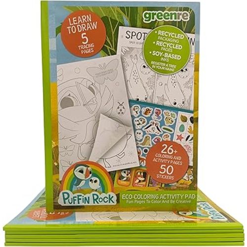 Puffin Rock Coloring Activity Book with Stickers, 26 Pages