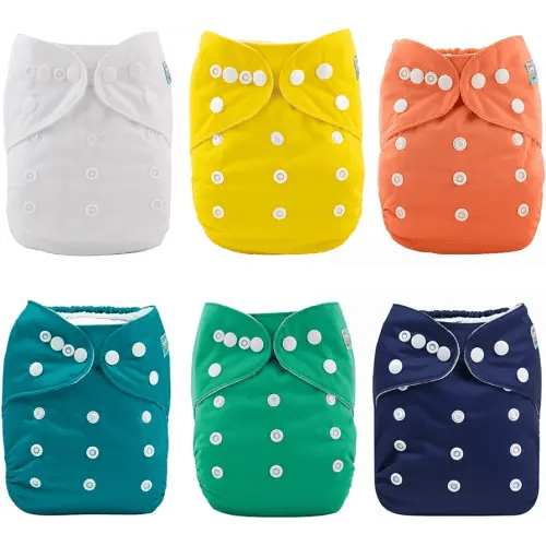 ALVABABY Cloth Diaper One Size Adjustable Washable Reusable for Baby Girls and Boys 6 Pack with 12 Inserts (Pure color102)