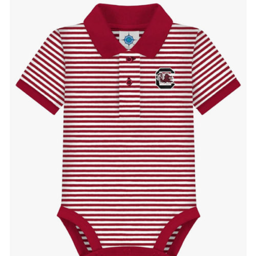 Creative Knitwear College Baby Striped Polo Bodysuit - Team Logo, Multiple Colors, for Boys & Girls (0-12 Months)
