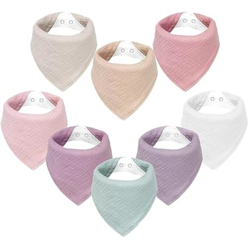 duludulu Muslin Bibs, Muslin Baby Bibs for Girls & Boy Muslin Bandana Bibs 100% Cotton Baby Bibs for Drooling and Teething