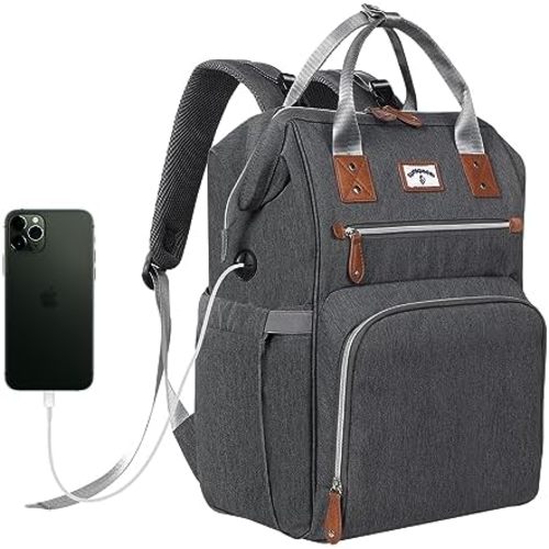 Diaper Bag Backpack:Baby Bag Large Tote Diaper bag for Boys and Girls, Men's Diaper Backpack, Women's Shoulder Mommy Bag, 2 Kids Nappy bag for mom and dad Gray