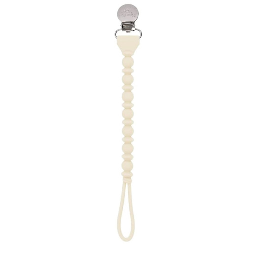 Itzy Ritzy Silicone Pacifier Clip 100% Food Grade Silicone Pacifier Strap with Clip Keeps Pacifiers, Teethers & Small Toys in Place Features One-Piece Design & Silicone Cord (Buttercream)