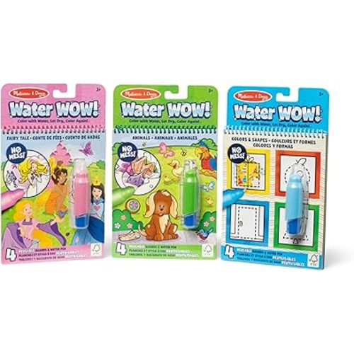 Melissa & Doug Water Wow! 3-Pack – Colors & Shapes, Fairy Tales, Animals Water Reveal Travel Activity Pads