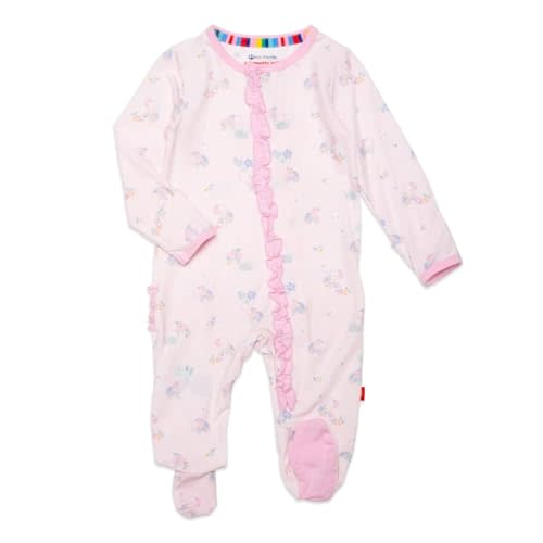 Magnetic Me Girls Modal Magnetic Baby Footie Pajamas | Silky Soft Modal Fabric | Baby Sleepers Available Sizes PRE - 24M