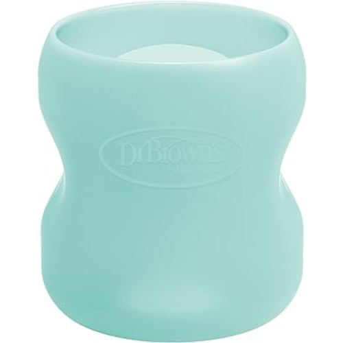 Dr. Brown's Natural Flow Options+ Glass Baby Bottle Sleeves,100% Silicone,5 oz,Wide-Neck,Mint