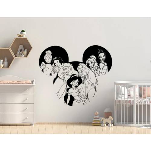 Princess Decal Wall Vinyl Sticker Mouse Ears Decor Princesses Wall Art Sign Car Window Print Kids Room Nursery Poster Girl Bedroom Gift 2295