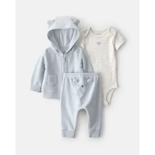 Baby 3-Piece Bear Terry Short-Sleeve Layering Set - Blue | Carter's