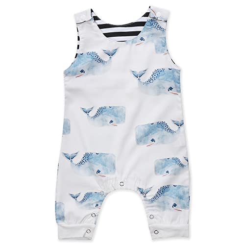 Pudcoco Toddler Baby Boy Girl Romper Summer Clothes Sleeveless Cartoon Animals Print Cropped Jumpsuit Bodysuit