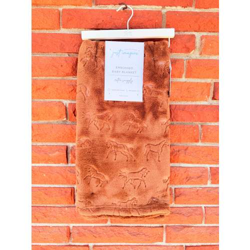 Embossed Horse Baby Blanket with Name Embroidered