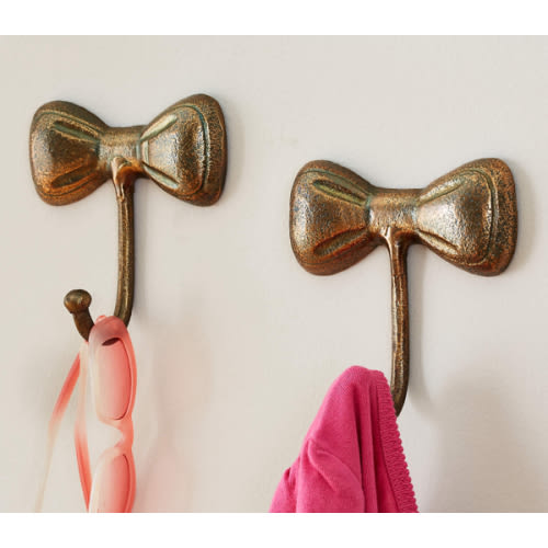 Little Bow Gold Metal Wall Hook, Set of 3