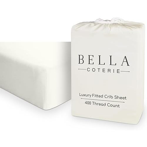 Bella Coterie Luxury Bamboo Crib Sheet | Organically Grown | Ultra Soft | Cooling for Better Sleep | Deep Pocket Fitted Sheet for Crib & Toddler Mattress | Viscose Made from Bamboo [Ivory]