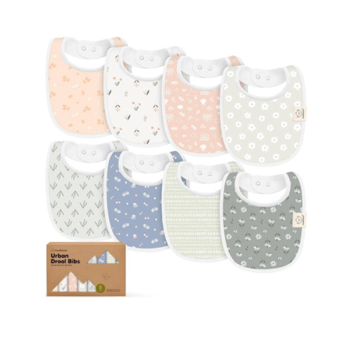 8-Pack Organic Baby Bibs for Boys, Girls - Soft Cotton Drooling and Teething Bibs for Baby Girl & Boy, Extra Absorbent, Easy To Clean & Put On for Toddler, Newborn, Infant 0-24 Months (Fleur)
