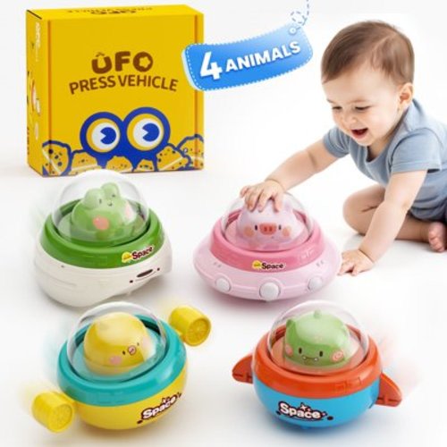 Dimoarch Press and Go Cars for Toddlers 1-3, Baby Animal Push and Go Toy Cars, Birthday Gifts for 1 2 3 Year Old Boys & Girls