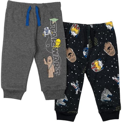 STAR WARS Darth Vader Stormtrooper C-3PO Chewbacca R2-D2 Baby Yoda 2 Pack Jogger Pants Newborn to Infant