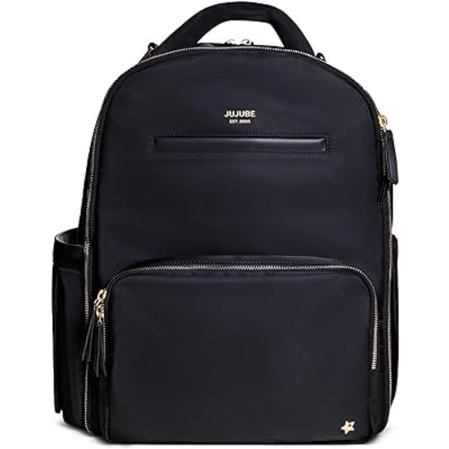JuJuBe New Classic Diaper Bag Backpack with Portable Changing Pad, Baby Stroller Straps, Large Travel Backpack for Boy or Girl, For Carrying Baby Bottles, Baby Wipes, Diapers, Pacifiers, Black
