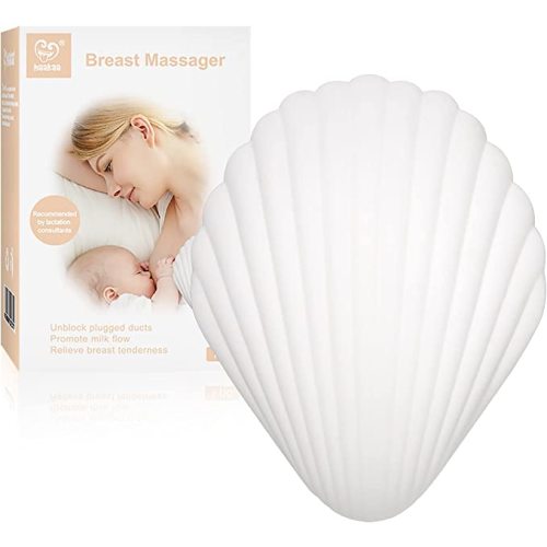 haakaa Breast Massager-Lactation Support for Clogged Duct,Engorgement,Mastitis,Breastmilk Flow- Nursing & Pumping Moms(USB Rechageable,Waterproof Silicone, Shell)