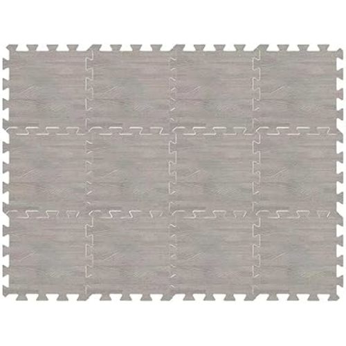 Skyweaver 12 Tiles Soft Non-Toxic Baby Play Mat for Floor EVA Foam Jigsaw Puzzle Play Mat, Interlocking Squares with 0.6inch for Babies, Toddlers & Kids Gym, Nursery, Playroom, Gray