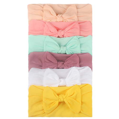 Large Bow Headwrap Children'S Headdress Girls Baby Toddler Turban Headband Hair Band Bow 6Pcs Accessories Headwear