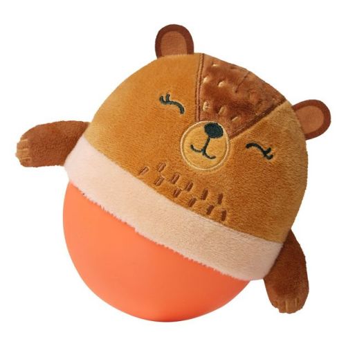 Manhattan Toy Wobbly Bobbly Bear Weighted, Soft Silicone Wobble Ball with Embroidered Plush Baby & Toddler Toy