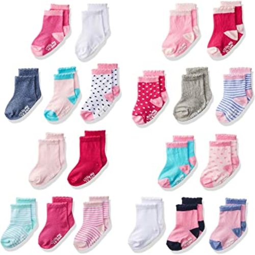 Little Me 20-Pack Newborn Baby Infant & Toddler Girls Socks, 0-12/12-24 Months, Assorted Size Pack