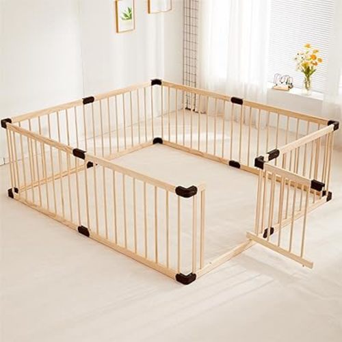 Baby Playpen Fence Yards Area Wooden,Playpen Play Pens for Babies and Toddlers,Toddler Playpen,Baby Play Fence Yards,Large Baby Playpen Wood (160x180x61cm)