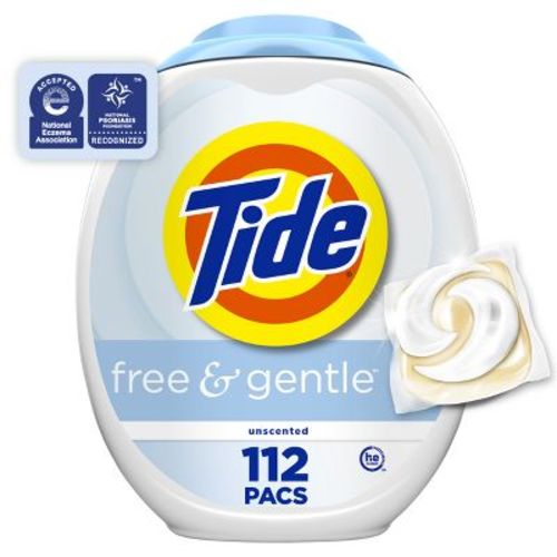 Tide Pods HE Compatible Laundry Detergent Pacs - Free & Gentle - 89oz/112ct