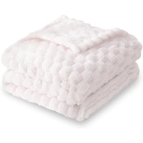 HOMRITAR Flannel Fleece Fluffy Fuzzy Blanket for Baby 3D Jacquard Soft Warm Plush Bed Blanket for Home Decor, Toddler Infant or Newborn Receiving Blanket (30 x 40 Inch, Cream)