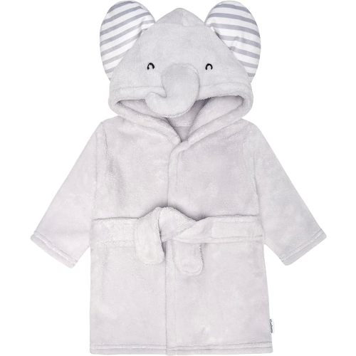 Gerber Unisex Baby Plushy Soft Hooded Animal Character Bathrobe - 0-9 Months - Grey Elephant