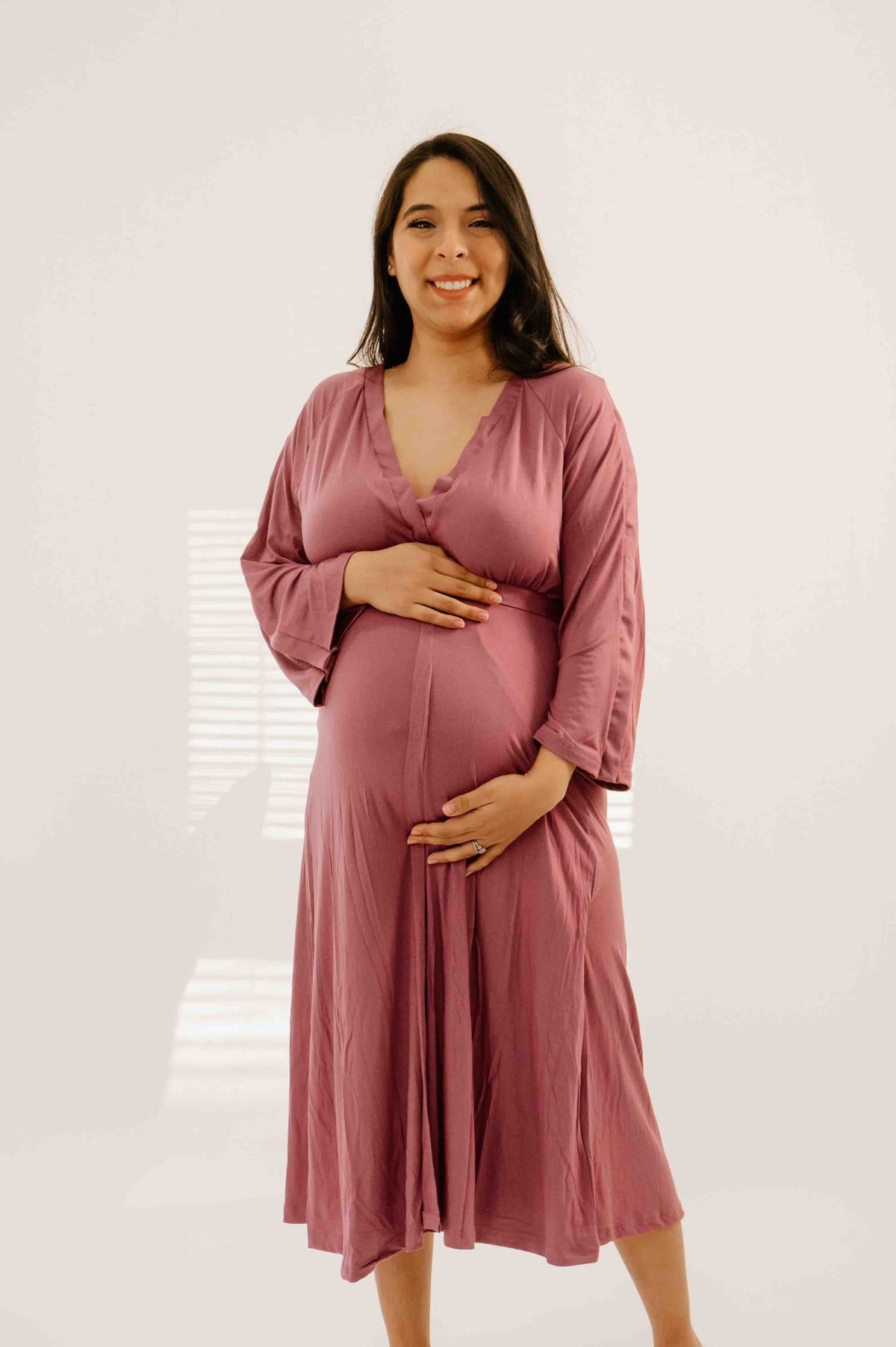 Amelia Labor & Postpartum Gown in Dusty Rose – Lila