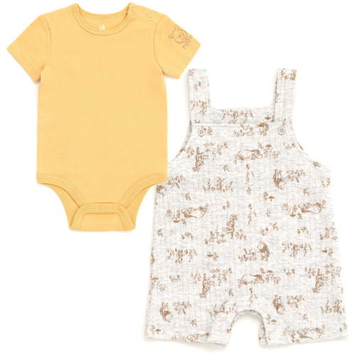 Disney Winnie the Pooh Eeyore Tigger Bodysuit and Short Overalls Outfit Set Newborn to Infant