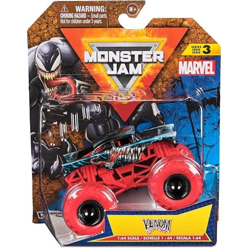 Monster Jam, Marvel Official Venom Monster Truck, Die-Cast Vehicle, 1:64 Scale, Super Hero Kids Toys for Boys Ages 3 and up