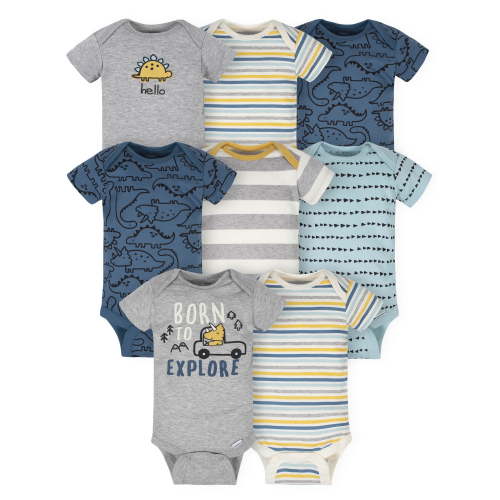 Gerber Infant Boy's Onesies Short Sleeves Bodysuits, 8-Pack, Sizes Newborn-12M