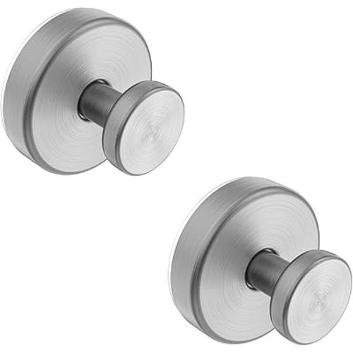 Suction Cup Hooks for Shower, Removable Towel Hooks for Bathroom Window Glass Door Wall, Bath Robe Looafh Hook for Hanging - 2 Pack, Silver