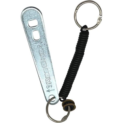 ResOne Metal Medical Oxygen Cylinder Wrench with Bungee Cord & 2 Yoke Washers - Heavy Duty Steel, Fits Oxygen CGA-870 Post Valves - Oxygen Tank Key Wrench, Oxygen Wrench, Oxygen Regulator Seal