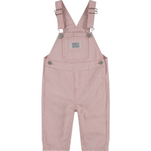 Baby Railroad Stripe Cotton Overalls, 9M, Red/ White Stripe