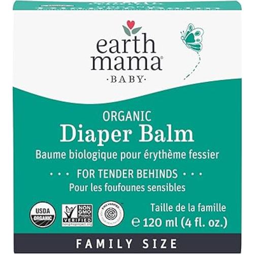 Earth Mama Organic Economy Size Diaper Balm | Diaper Cream for Baby | EWG Verified, Petroleum & Artificial Fragrance-Free with Calendula for Sensitive Skin, 4-Fluid Ounce