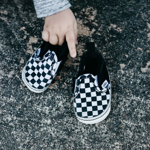 Vans Slip-On V Checkerboard Crib Shoe - Baby - Black / White | Journeys