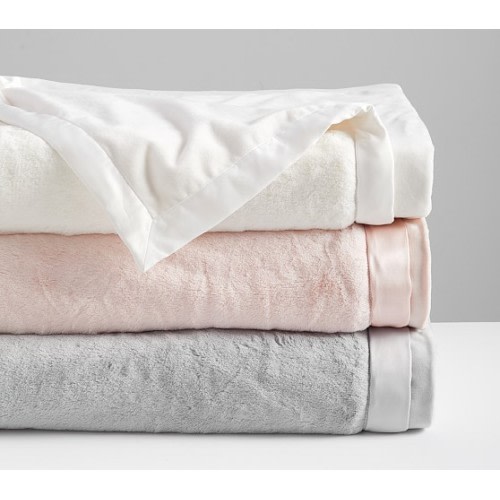 Fur Luxe Trim Baby Blanket - Blush