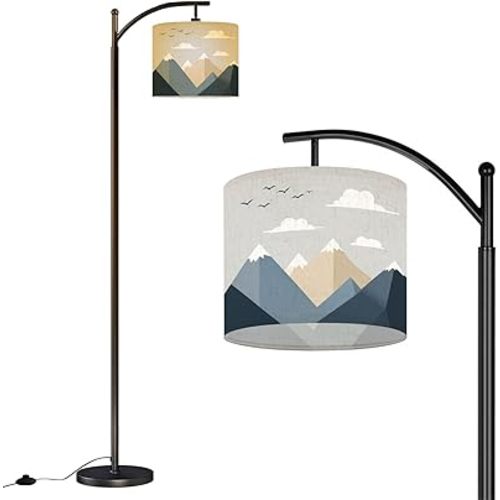 Kids Mountains Babies Nursery Arc Floor Lamp with Remote Tall Standing Light Working with Adjust Head Dimmable LED Bulb Reading Light for Living Room Office