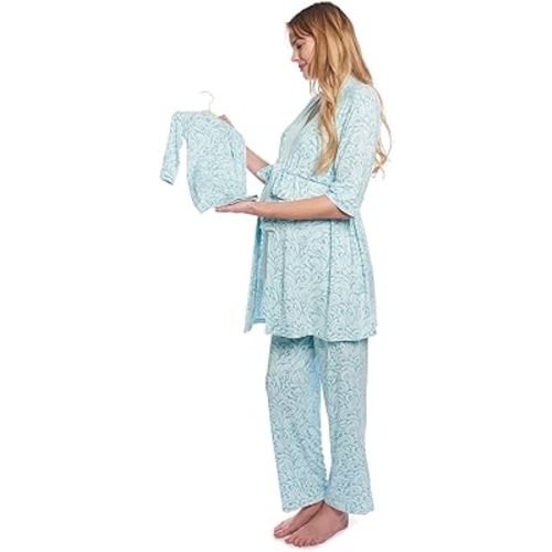 5 Piece Maternity and Nursing PJ Pant Set for Mom and Baby
