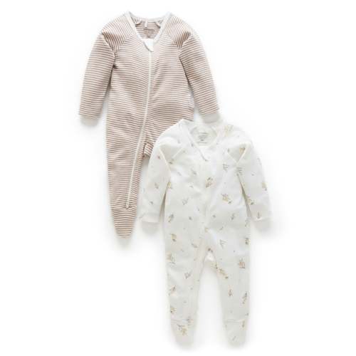 2 Pack Zip Growsuit - Vanilla Wattle Bee Pack - Purebaby