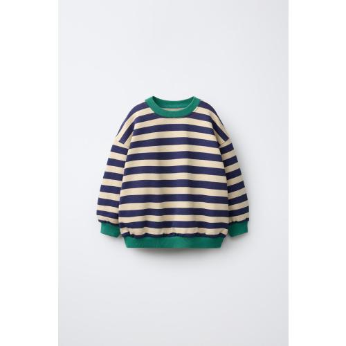CONTRAST STRIPED SWEATSHIRT - Ecru / Blue | ZARA United States