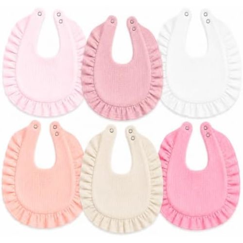 Baby Muslin Bibs,6 Pcs Drool Bandana Bibs for Baby Girl Drooling and Teething,Soft and Absorbent Cotton for Newborn