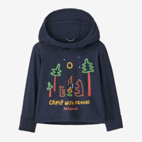 Baby Capilene® Silkweight Hoody - Camp With Friends: New Navy