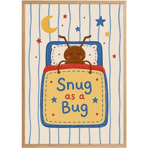 Unframed Snug As A Bug Wall Art, Kids Bedroom Poster Print